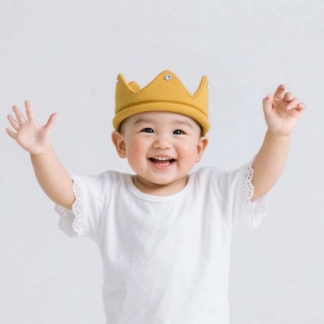 조이멀티 디데이크라운 아동용 니트 왕관 헤어밴드 큐빅