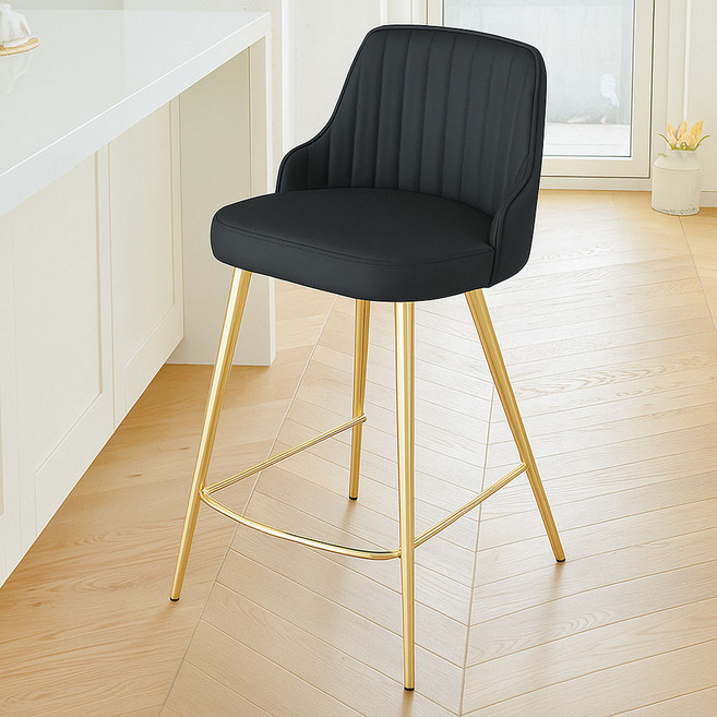 가구느낌 시엘골드바체어, 블랙, 2개