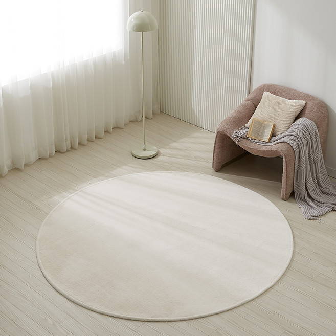LEREVE 워셔블 코모아 밍크 고중량 원형 러그