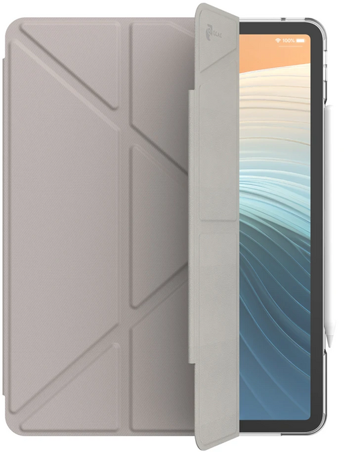 JTLEGEND Ness Pro 相機快取多角度折疊防潑水布紋 平板保護殼 磁扣版 M4適用, 奶茶灰, 1個