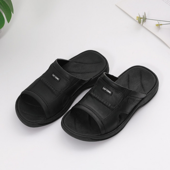TAY SONG 太松 簡約舒適戶外男拖鞋, 黑色, 1雙