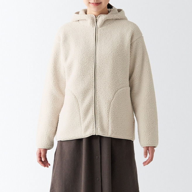 무인양품 여성용 재생 폴리에스터 보아 플리스 파카 BBJ21A2A