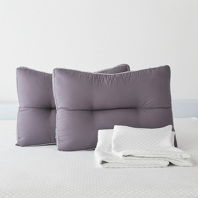 라뽐므 쿨터치 냉감 베개커버 + 노르빅 입체 베개솜, 차콜그레이, 2세트