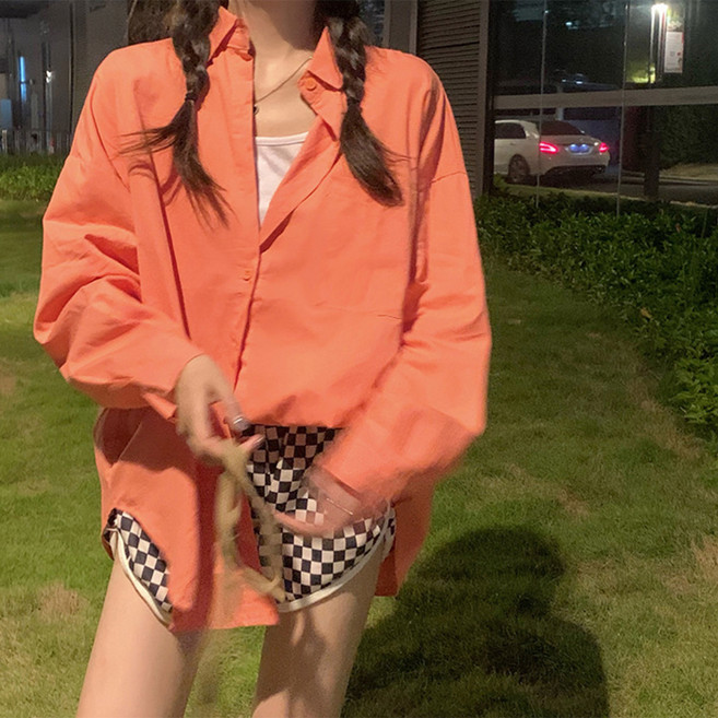 안다로미 여성용 가을 루즈핏 체형커버 빅사이즈 셔츠