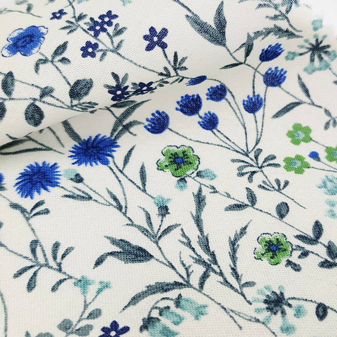 르우홈 대폭 20수 면 패브릭 원단, 꽃담은정원 블루, 1개