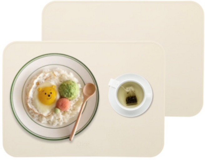 디아르 플래티넘 실리콘 방수 식탁매트 스탠다드, 아이보리, 40.2 x 28.8 cm, 2개
