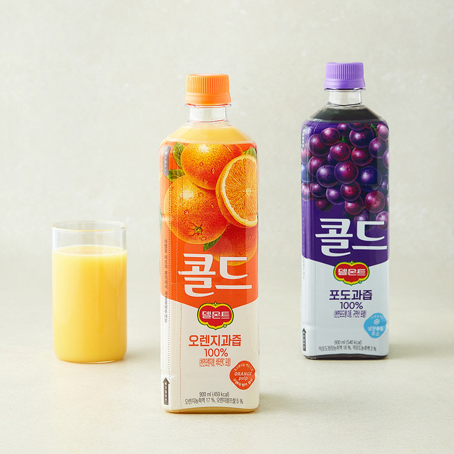 델몬트 콜드 100% 오렌지 900ml + 포도 900ml 세트, 1세트