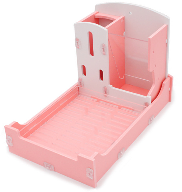 Wide 조립식 자율급식기 + 화장실 + 거름망 세트, 분홍색, 1세트