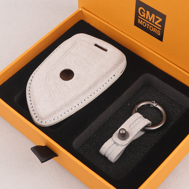 지엠지모터스 차 키케이스 자동차 가죽 스마트 키케이스 알칸타라, 그레이, BMW 3버튼 BM02