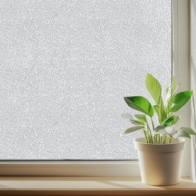 AHOYE 加大加寬無膠靜電玻璃貼/窗貼, 磨砂自然款 透明