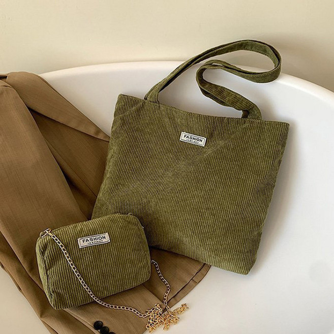 메이첼 비쥬 코듀로이 숄더백 + 체인 크로스백 세트 11407