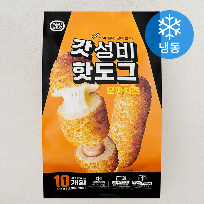 쉐프스토리 갓성비 치즈 핫도그 (냉동), 80g, 1개, 10개입