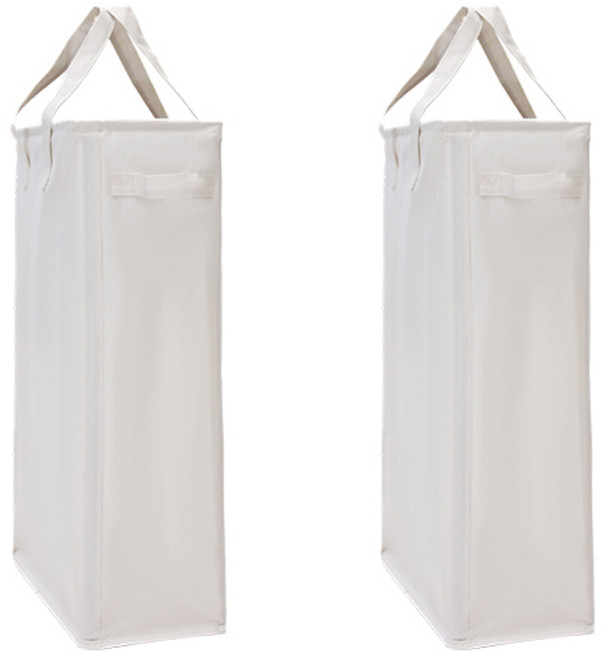 방수용 무지슬림 빨래바구니 세트, 화이트, 2개