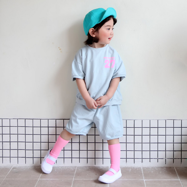BOOMBOOMKIDS 童款字母印花短袖上衣+短褲套裝 SS9S10