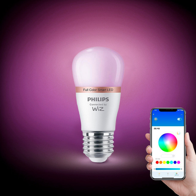 필립스 위즈 컬러 미니 스마트전구 e26 4.9W, 1개