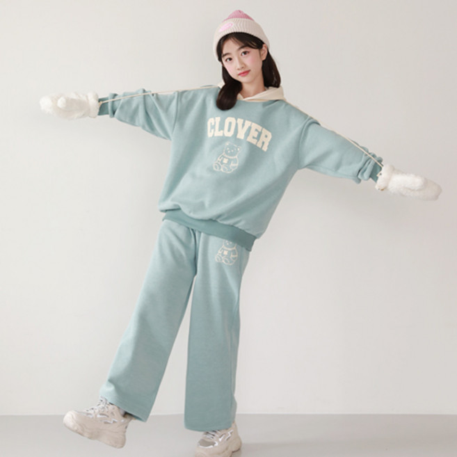 나나주니 기모안감 클로버후드 상하의 세트