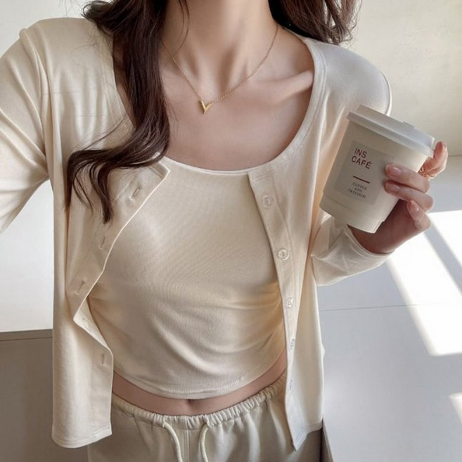 아이엠몽 여성용 라르사 데일리 나시 + 긴팔 가디건 세트