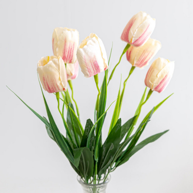 플라워트리 조화 튤립 7송이 꽃다발, 화이트핑크, 1개