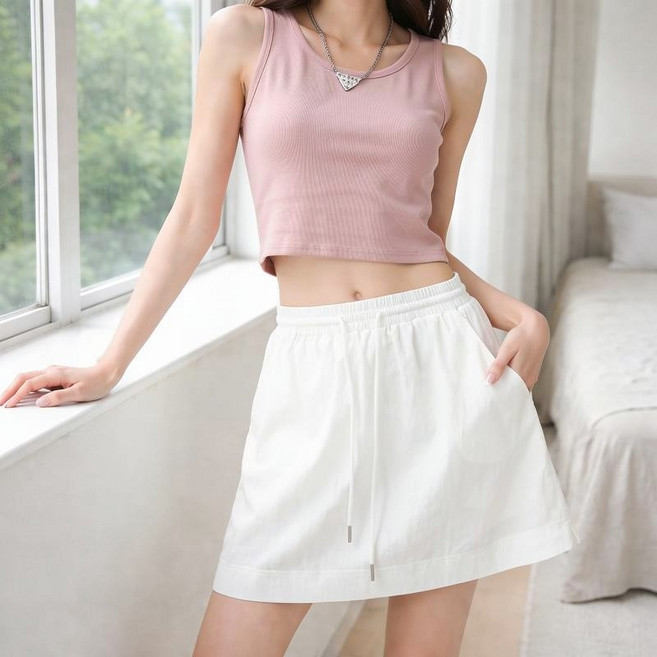 언헤브 여성용 스트링 밴딩 캐주얼 미니 스커트