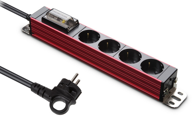현대일렉트릭 서버탭 누전차단 알루미늄 고용량 멀티탭 4구, 3m, 리얼리티레드, 1개