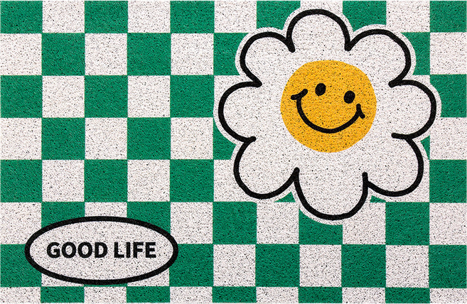 더자카 스마일 PVC 미끄럼 방지 코일 매트, 그린, 1개