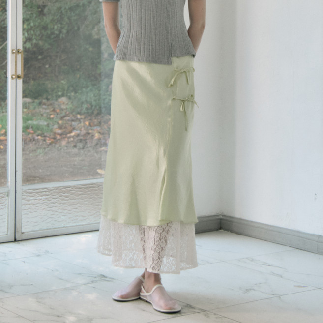 쥬시쥬디 여성용 사틴레이스믹스 스커트 JZSK025B