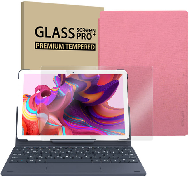 APEX 2IN1 태블릿PC U10 PRO PLUS + 도킹키보드 + 강화유리 + 태블릿PC 케이스 세트, 그레이(태블릿PC), 핑크(케이스), 128GB, Wi-Fi