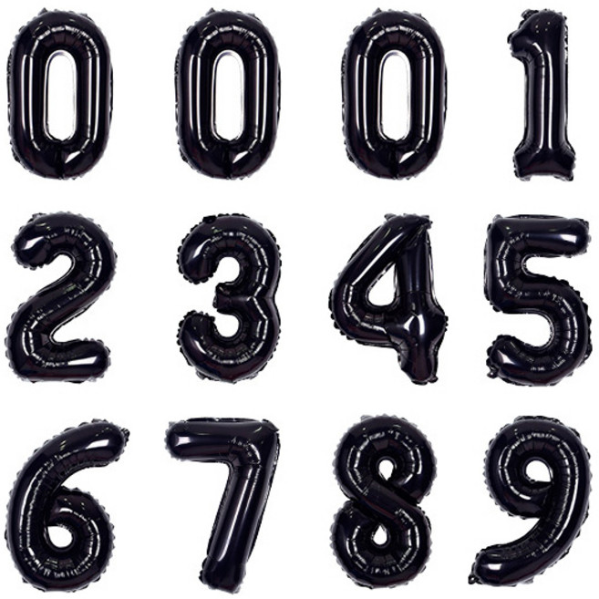 조이파티 숫자 은박 풍선 소 12p 세트, 블랙, 1세트