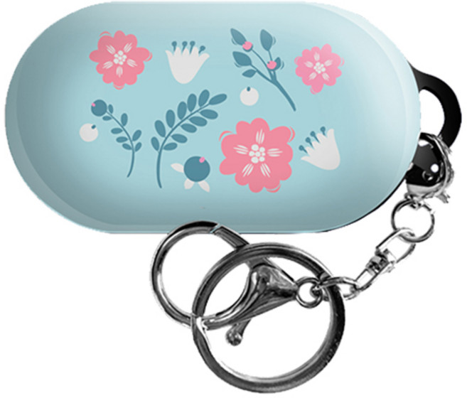 까미또 갤럭시 버즈/버즈플러스 3D하드 케이스 + 키링, 꽃 일러스트, 1개, 꽃 일러스트