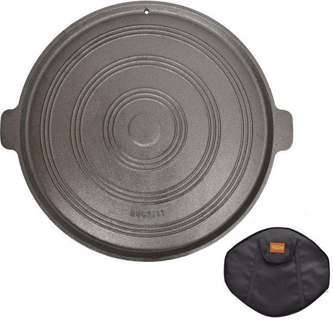 벅703 무쇠 솥뚜껑 양면 불판 그리들 팬 + 전용가방, 지름 35cm, 1개