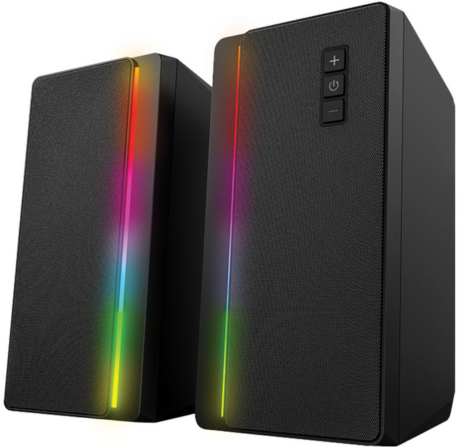 디알고 2채널 게이밍 블루투스 RGB 컴퓨터 스피커, BT-RGB2CH, 블랙