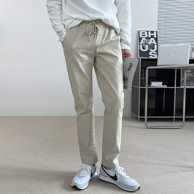 남성용 트로우 스탠다드핏 베이직 코튼 팬츠