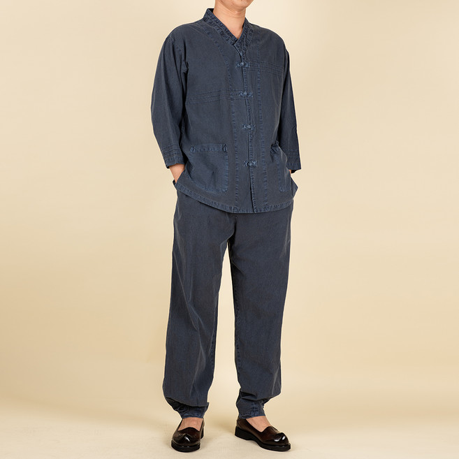 다오네우리옷 남성용 후염 30수 오픈 생활 개량한복 상하의 세트