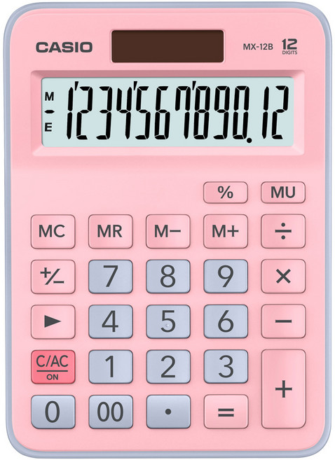 CASIO 卡西歐 彩色計算機 MX-12B, 粉紅色 + 淺藍色, 1個
