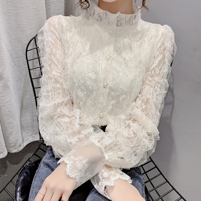 LUNA GIRL 女款小蕾絲高領罩衫 L24FBL081613