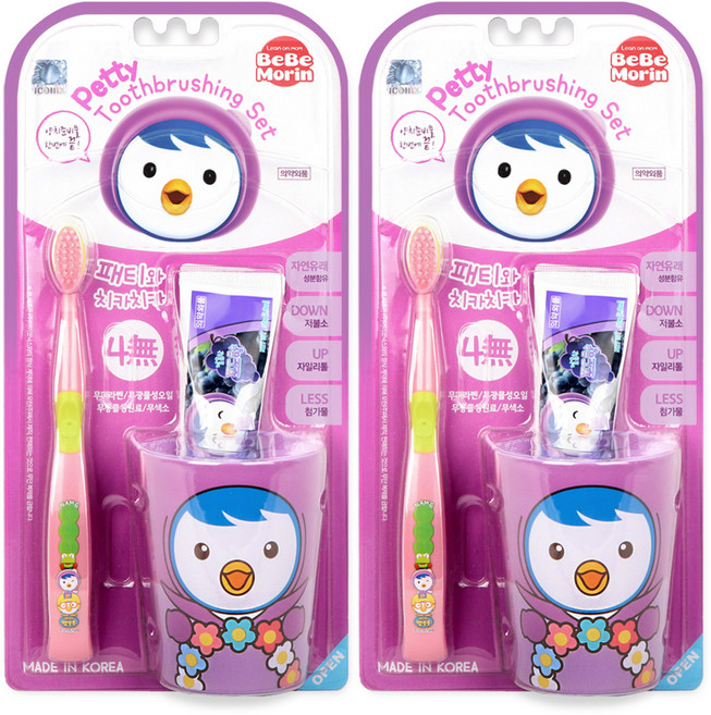 베베모린 뽀로로 와 함께 치카치카 유아 양치세트 패티, 2세트