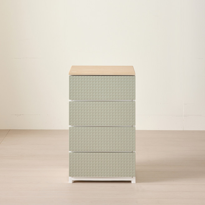 브리다 모던우드탑 와이드 서랍장, 올리브그린, 4단