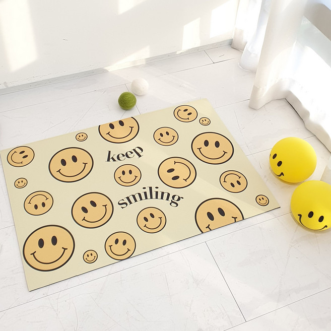 욜리욜로 스마일 빨아쓰는 규조토 욕실 주방 발매트, 킵스마일 옐로우