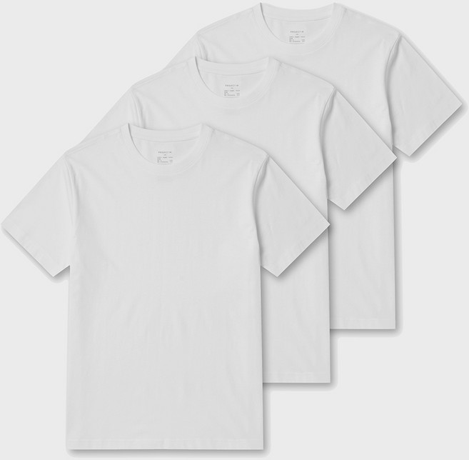 프로젝트엠 남녀공용 통기성 순면 30수 라운드 반팔티 3p