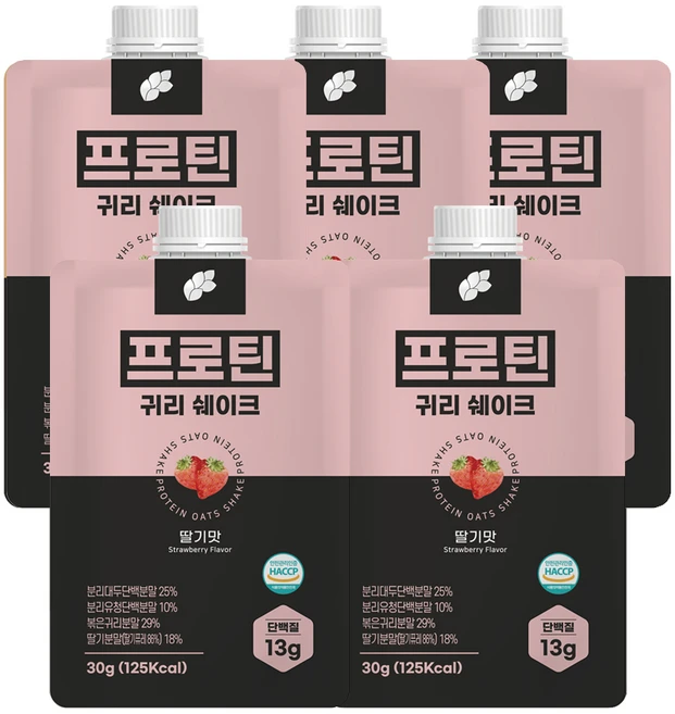 논앤밭위드 프로틴 귀리쉐이크 딸기맛, 30g, 5개 - 쿠팡