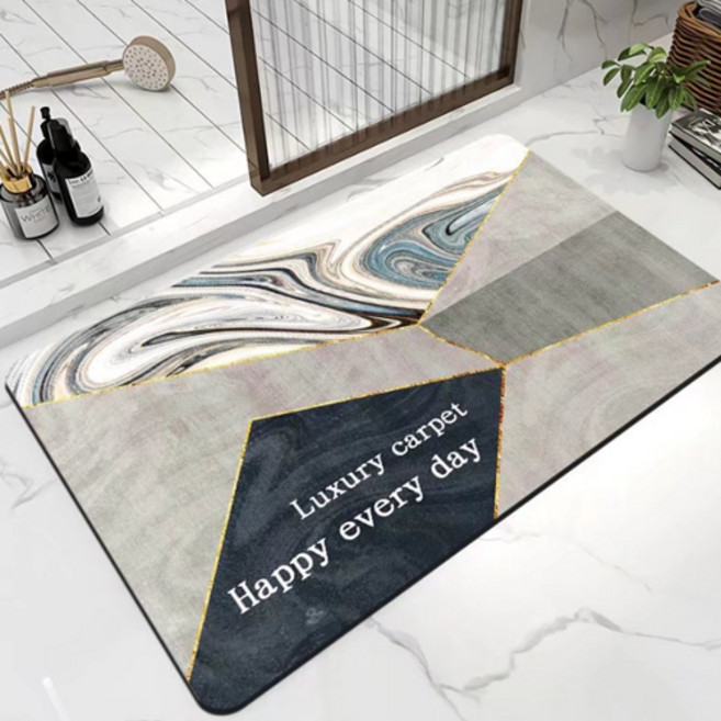 위더홈 레트로 럭셔리 테마 논슬립 매트, 그레이, 1개