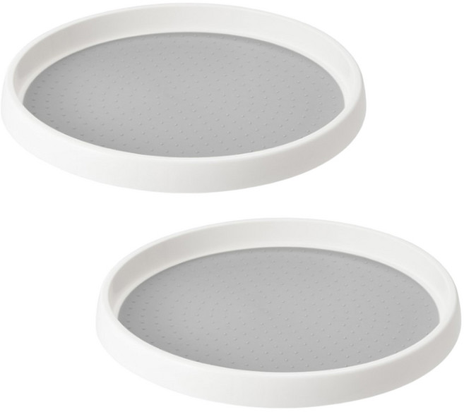 KimYongSuk 多用途旋轉托盤收納架, 灰色 白色, 2個