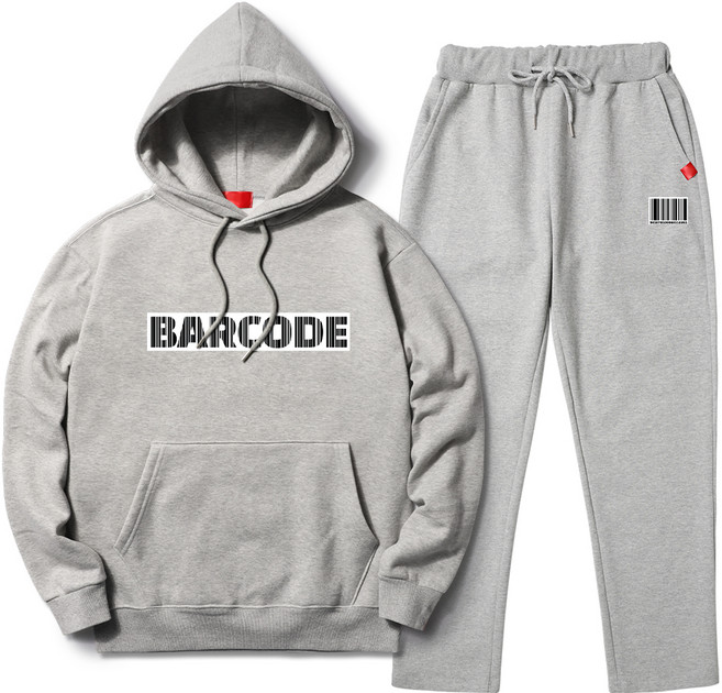 다꾸앙 남성용 빅사이즈 바코드 기모 후드 일자바지 트레이닝복 상하의 세트 D10DKA_DE3236