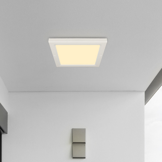 번개표 원하 LED 20W 엣지 사각 플리커프리 직부등 22cm, 화이트 + 전구색