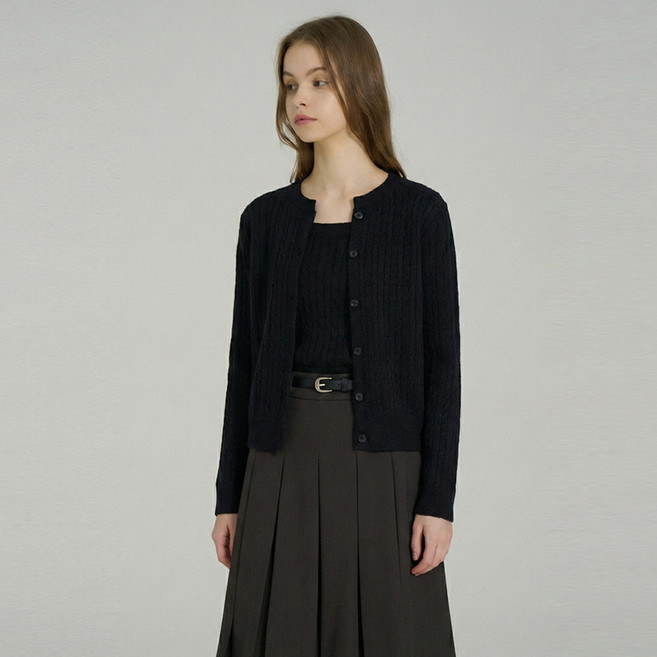 에이비플러스 여성용 꽈배기 나시 + 가디건 니트 투피스 세트 LSA5MY37