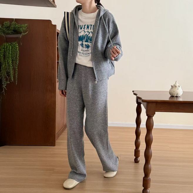 페이퍼먼츠 벨리아 후드 니트 캐주얼 상의 팬츠 11856