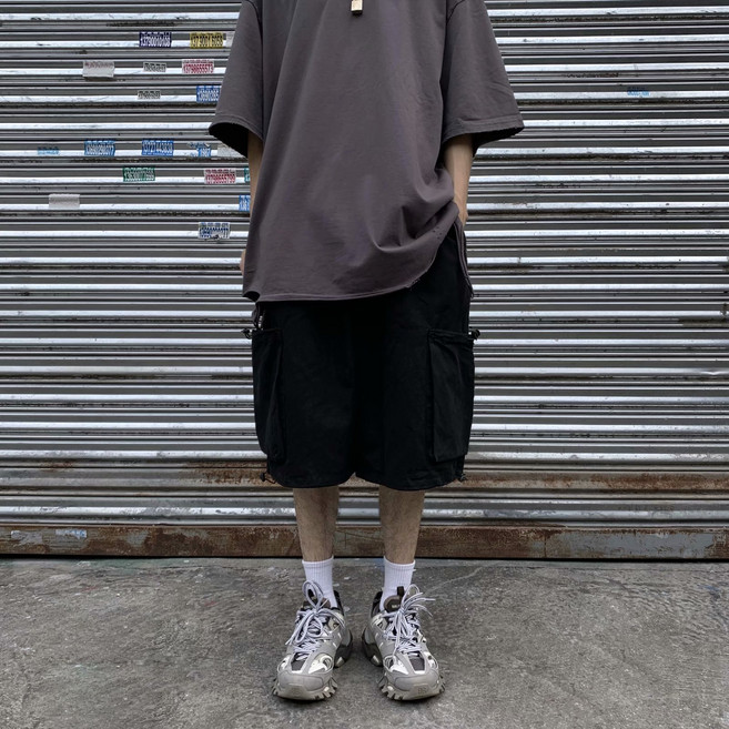 UNHEVE 男士鬆緊工裝短褲