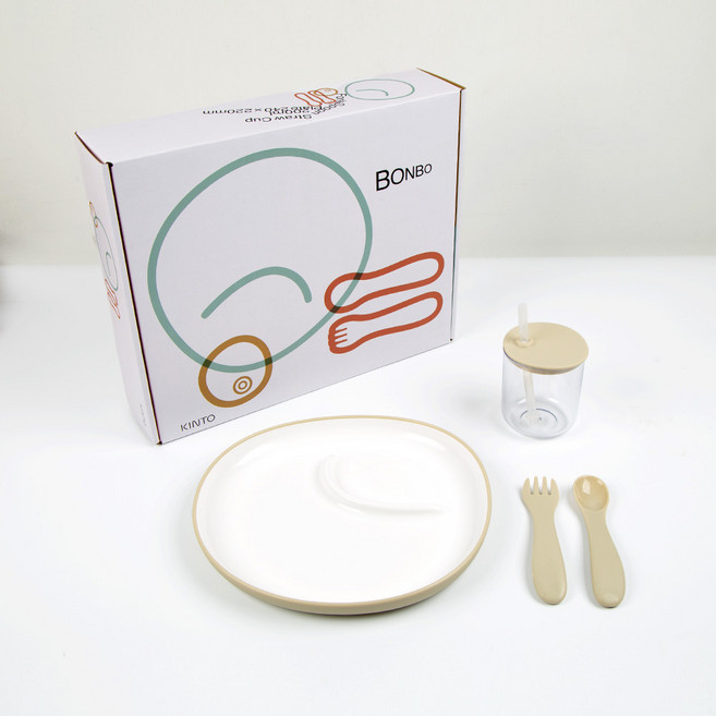 킨토 유아용 본보 식기 4종 세트, 아이보리, 1세트