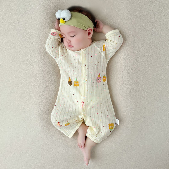 베베니즈 순면메쉬 풀스냅 긴팔우주복