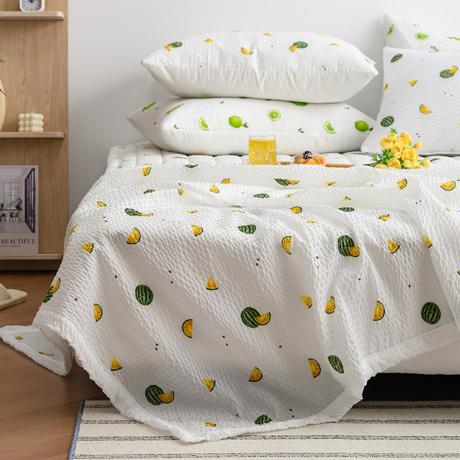 노스 국내 제조 시어서커 쿨 여름 홑이불, 워터멜론옐로우